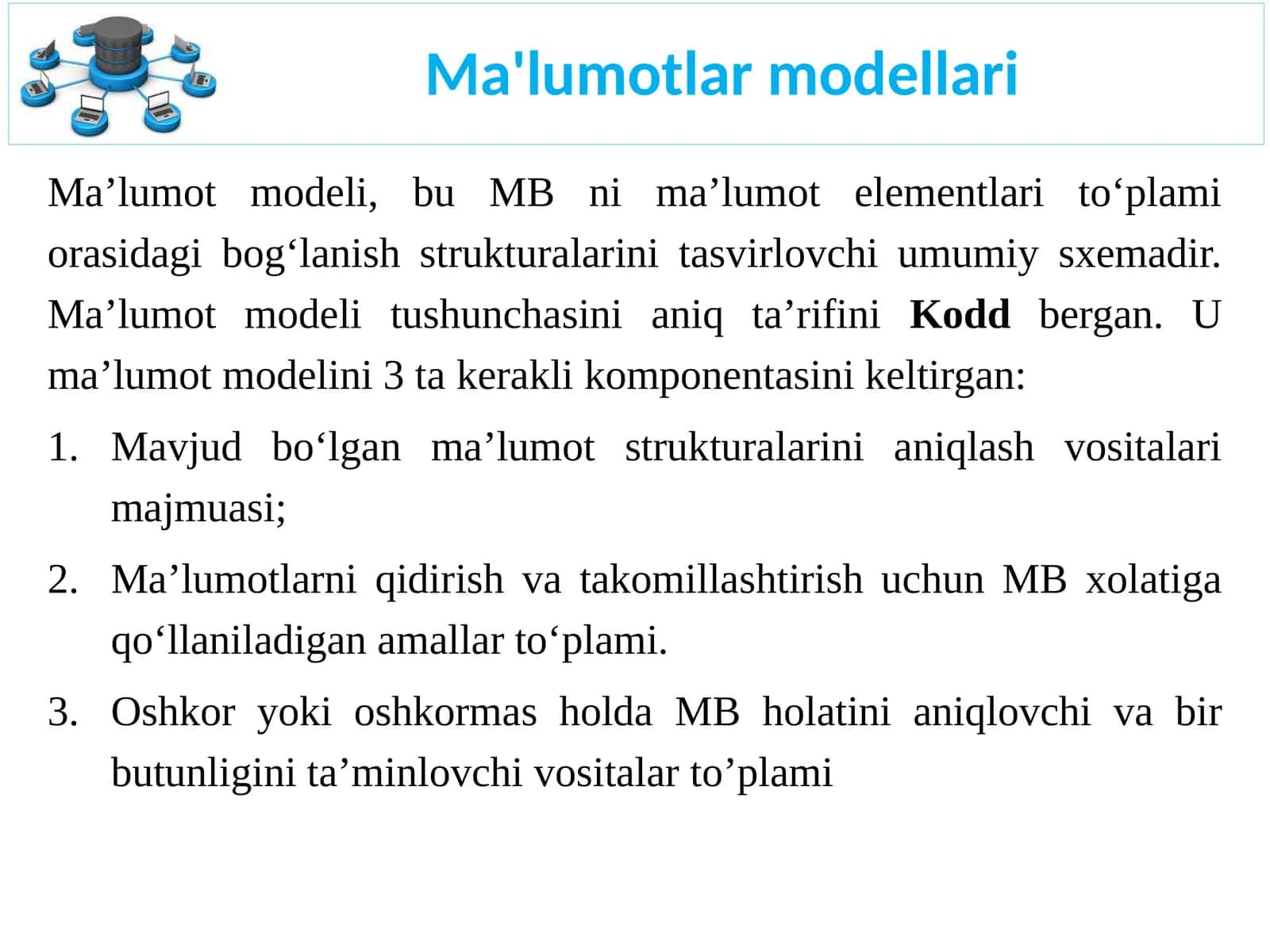 Ma'lumotlarmodellari 1