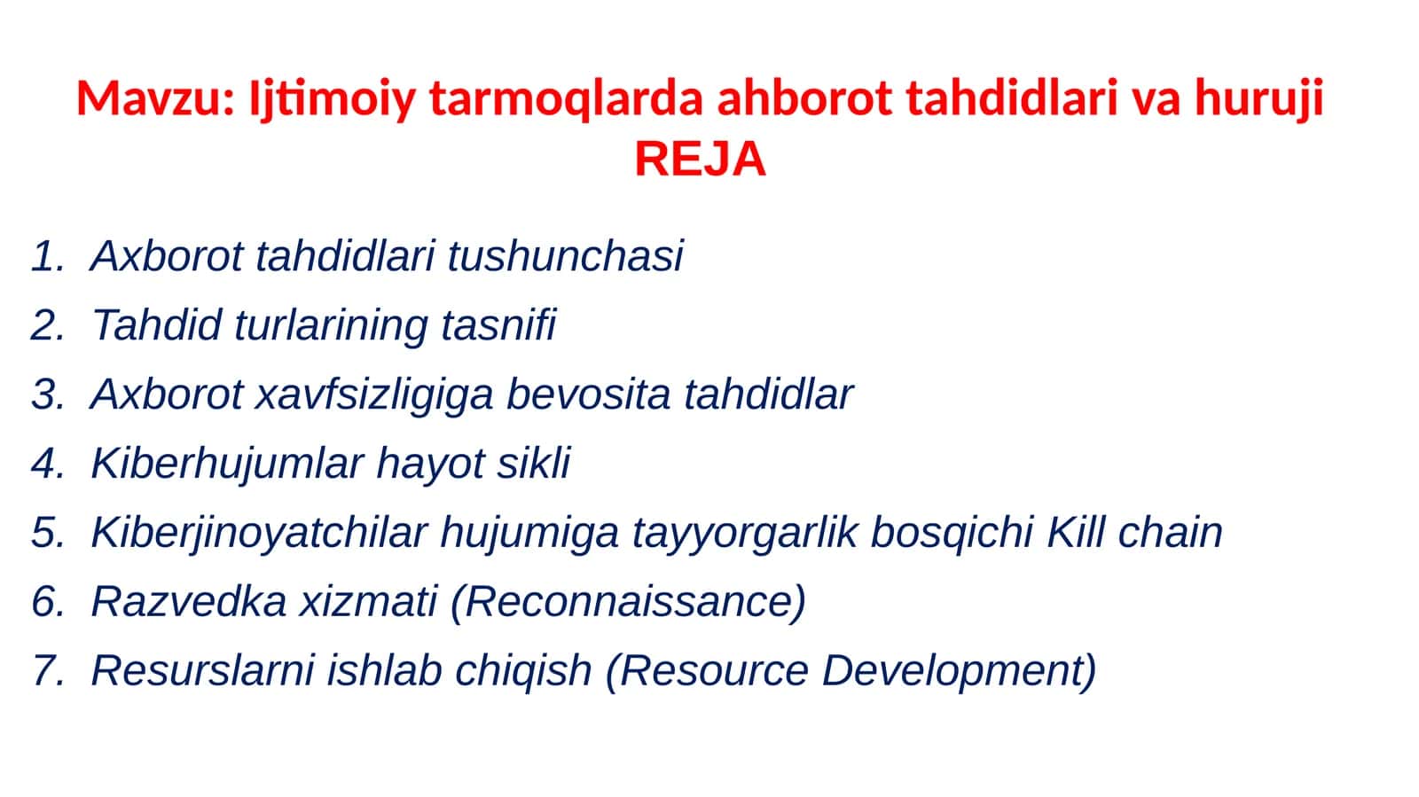 Axborot tahdidlari tushunchasi 1