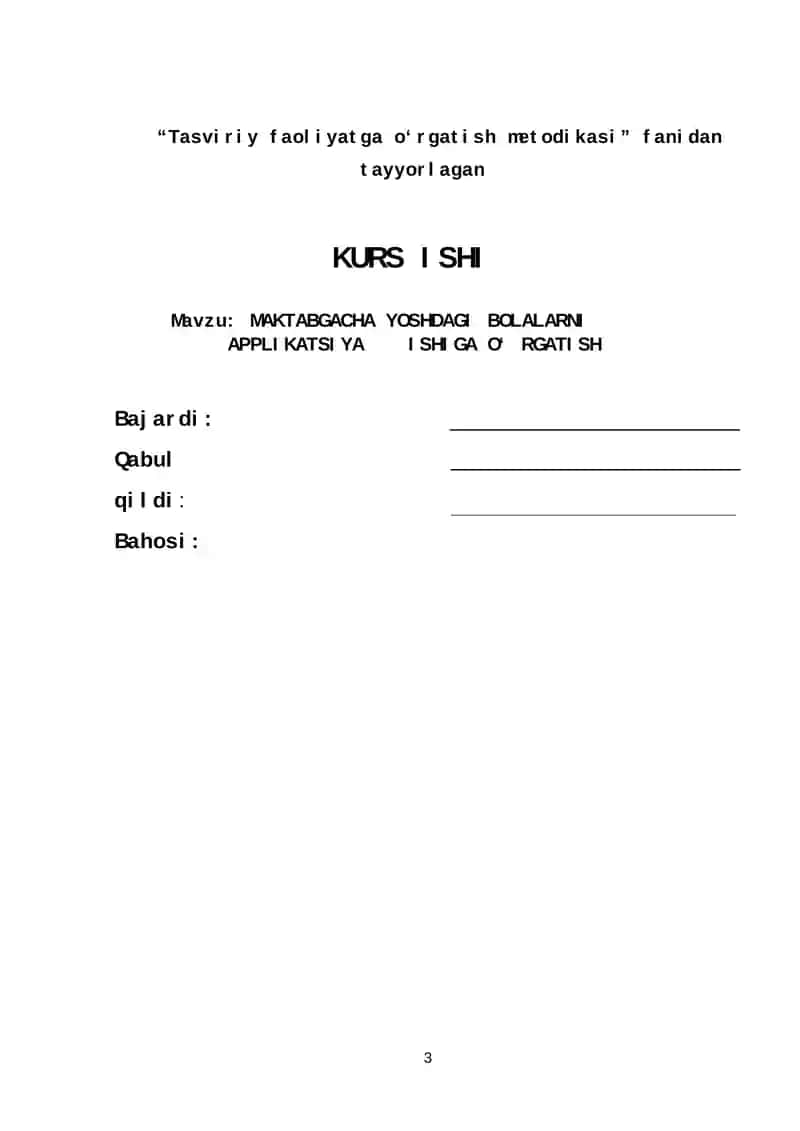 Maktabgacha yoshdagi bolalarni applikatsiya ishiga o‘rgatish