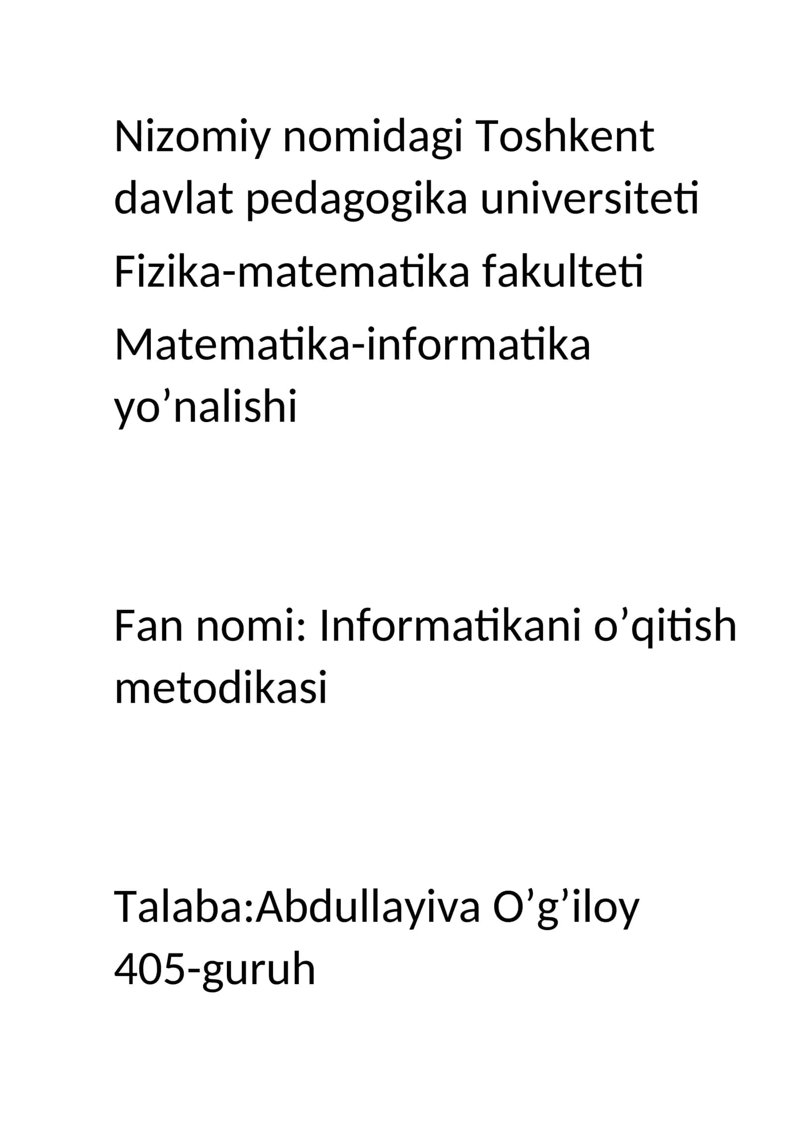 Kompyuter bilan tanishuvni o‘qitish metodikasi 1