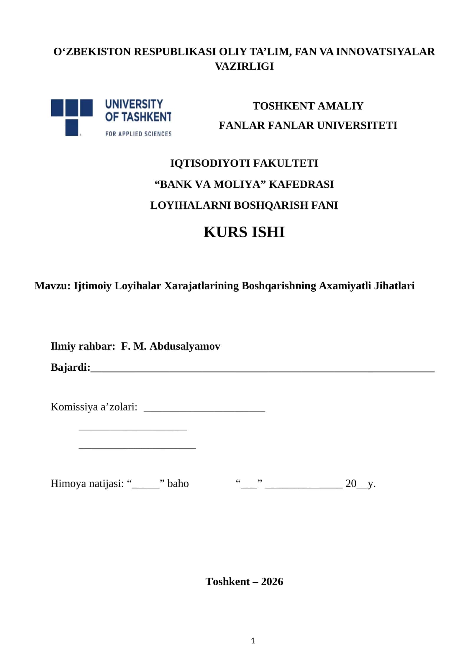Ijtimoiy Loyihalar Xarajatlarining Boshqarishning Axamiyatli Jihatlari 1