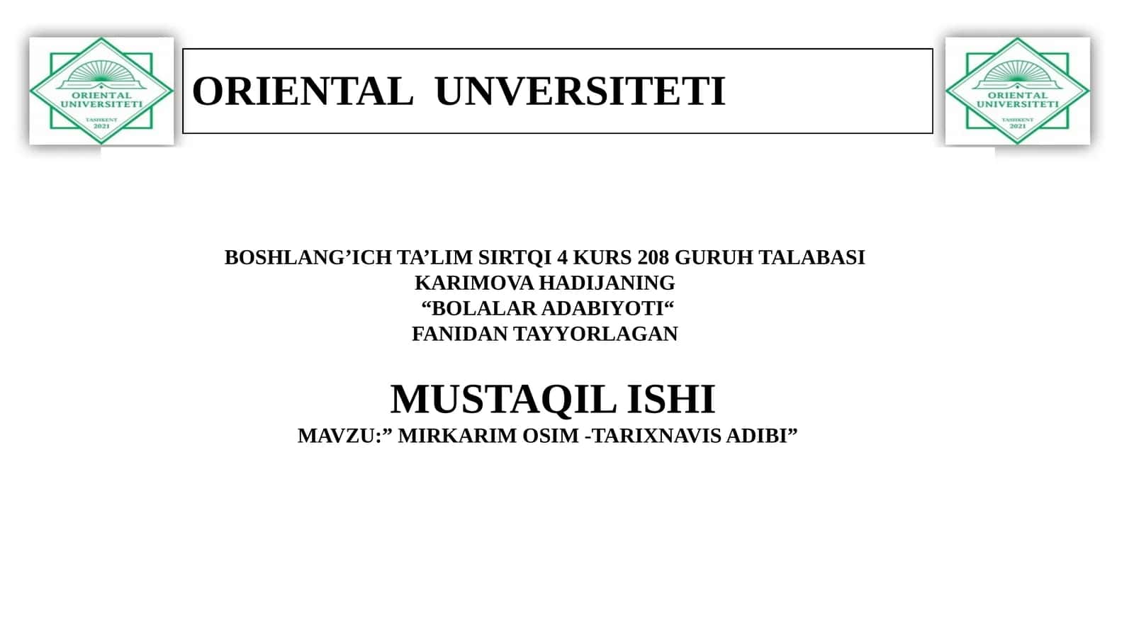 MIRKARIM OSIM -TARIXNAVIS ADIBI 1