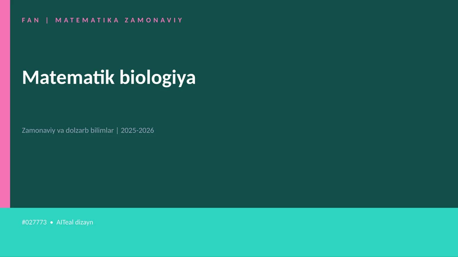 Matematik biologiya 1