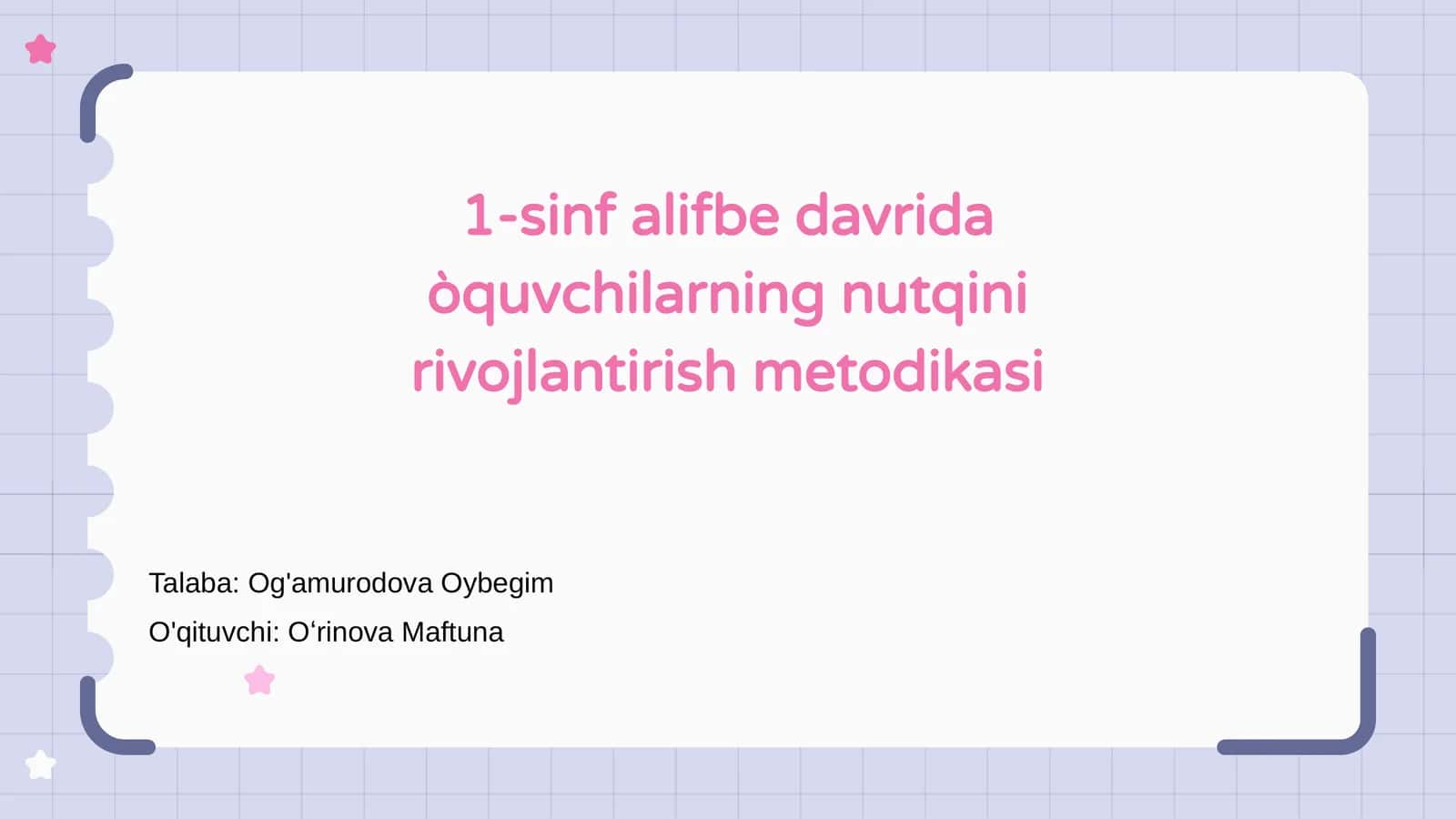 1-sinf alifbe davrida òquvchilarning nutqini rivojlantirish metodikasi 1
