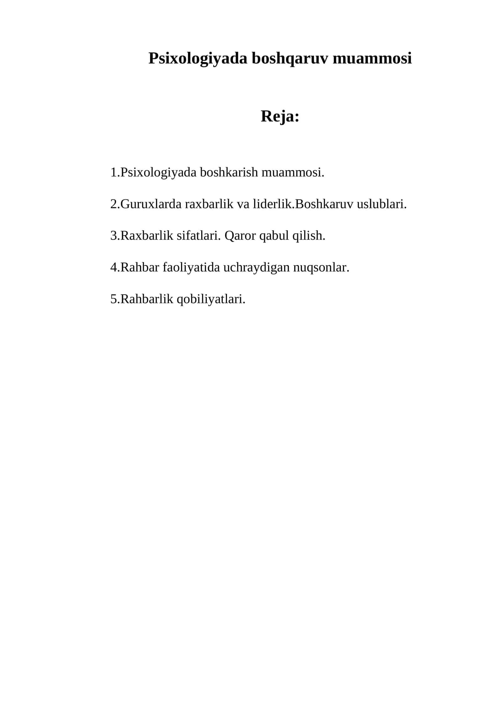 Psixologiyada boshqaruv muammosi 1