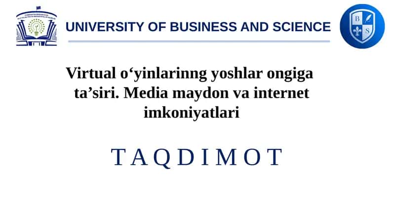 Virtual o‘yinlarinng yoshlar ongiga  ta’siri. Media maydon va internet imkoniyatlari 1