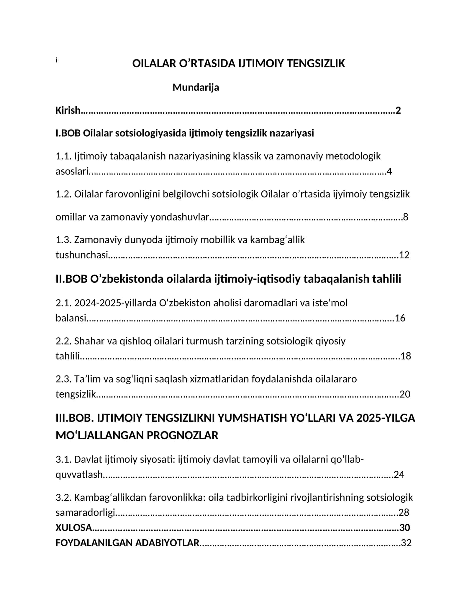 OILALAR O’RTASIDA IJTIMOIY TENGSIZLIK 1