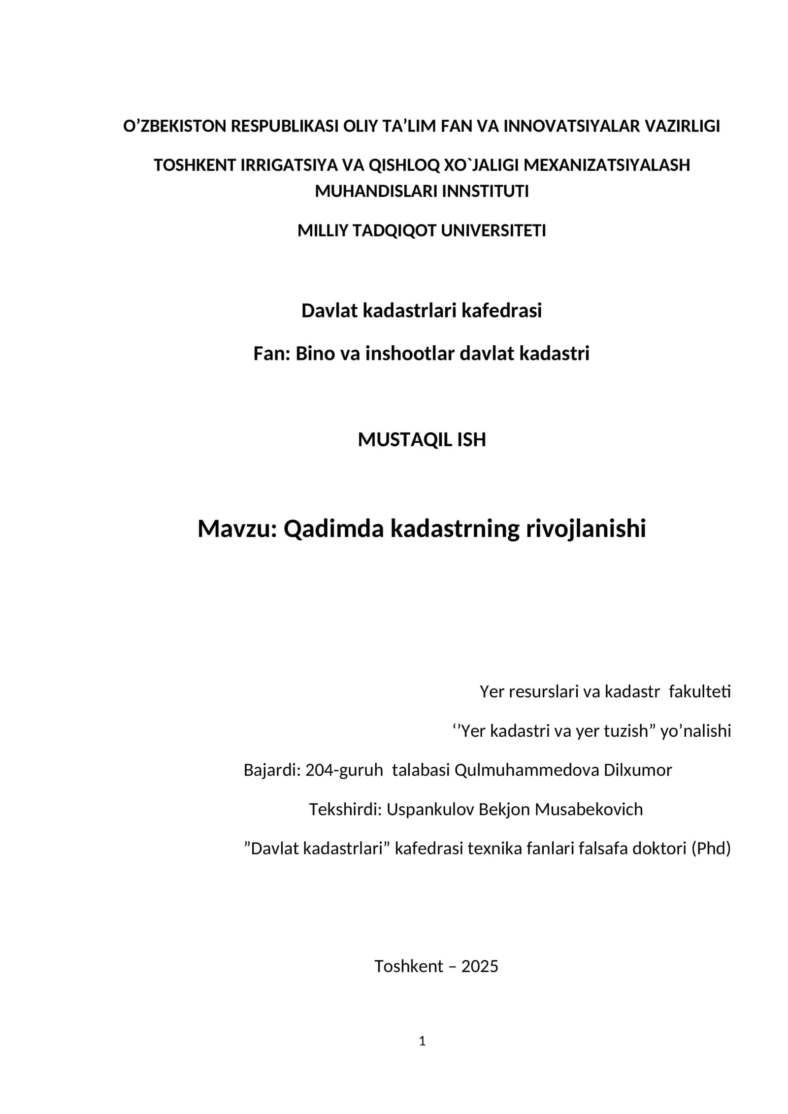 Qadimda kadastrning rivojlanishi 1