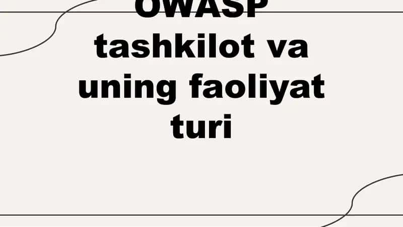 OWASP tashkilot va uning faoliyat turi 1