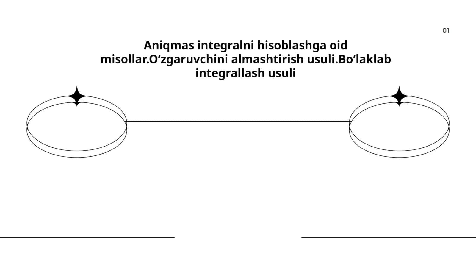 Aniqmas integralni hisoblashga oid misollar.Oʻzgaruvchini almashtirish usuli.Boʻlaklab integrallash usuli 1