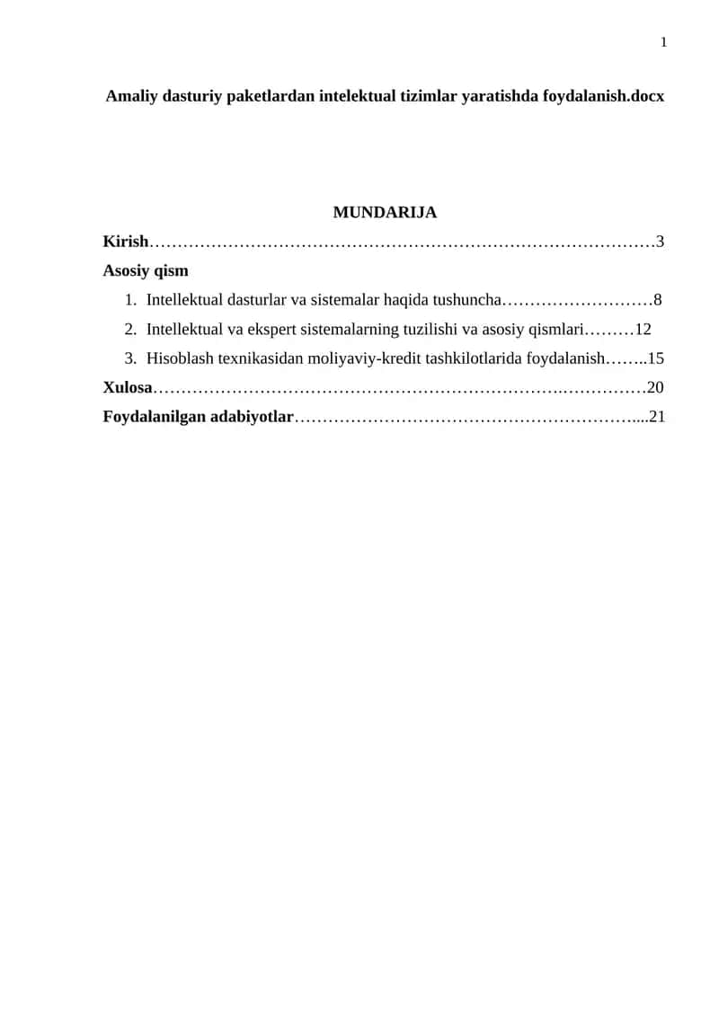 Amaliy dasturiy paketlardan intelektual tizimlar yaratishda foydalanish 1