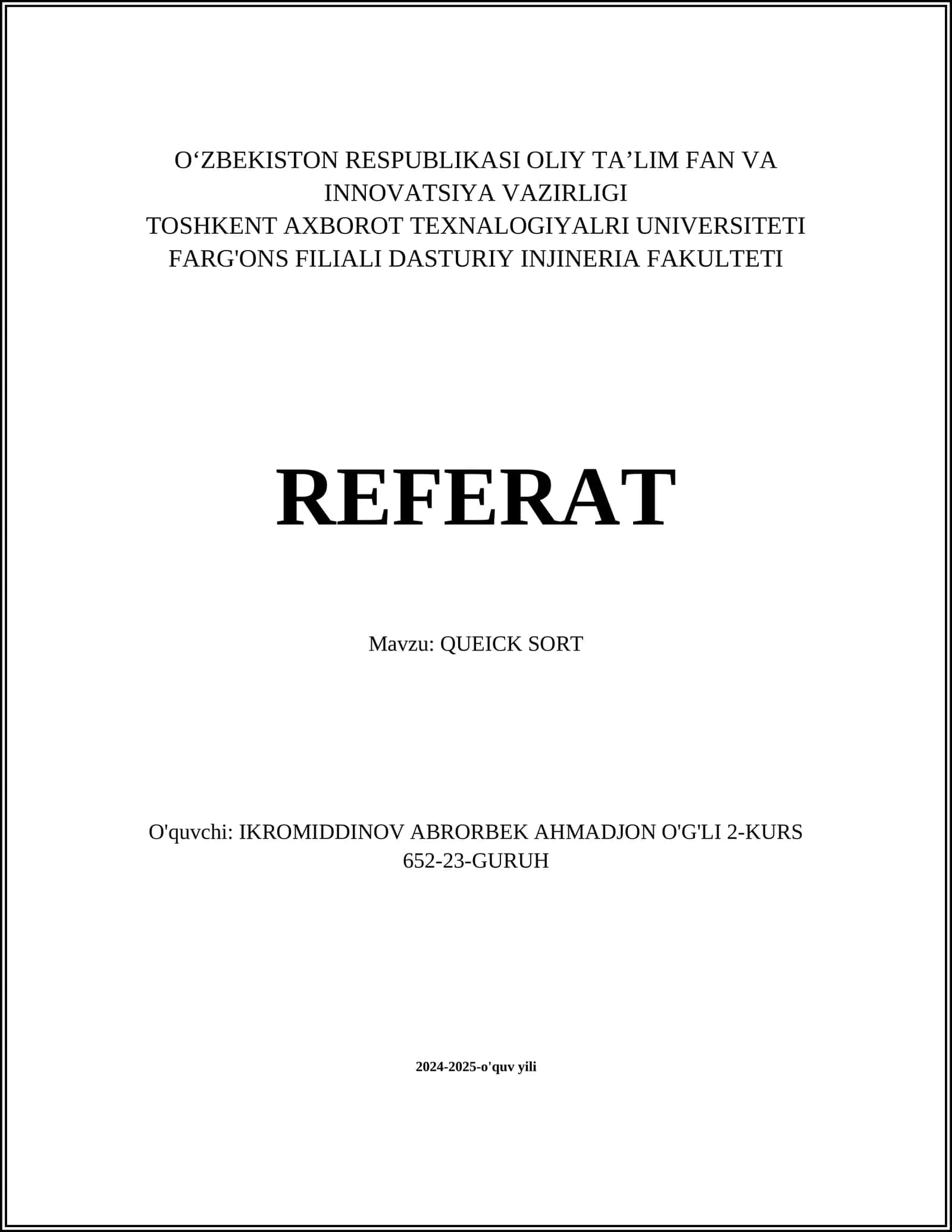 QUEICK SORT 1