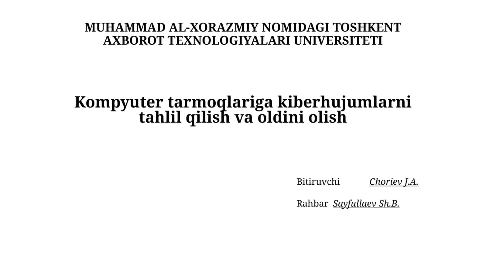 Kompyuter tarmoqlariga kiberhujumlarni tahlil qilish va oldini olish 1
