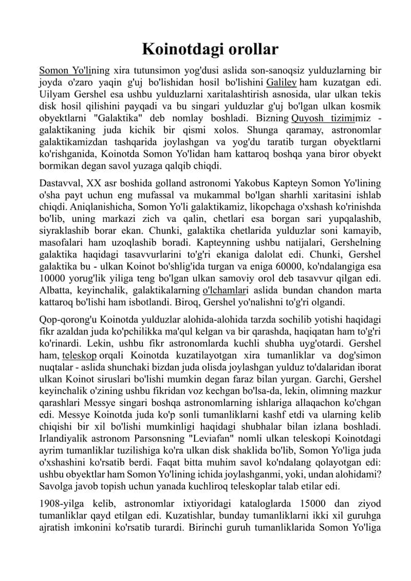 Koinotdagi orollar 1