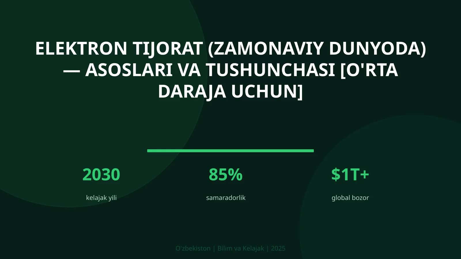 Elektron tijorat (zamonaviy dunyoda) — asoslari va tushunchasi [o'rta daraja uchun] 1