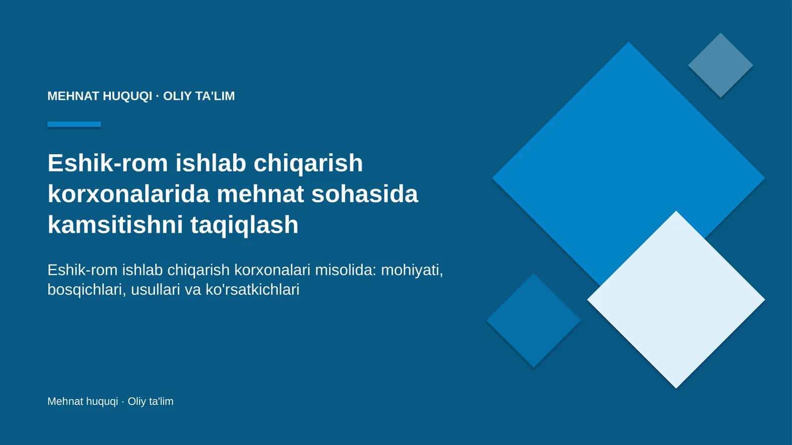 Eshik-rom ishlab chiqarish korxonalarida mehnat sohasida kamsitishni taqiqlash 1