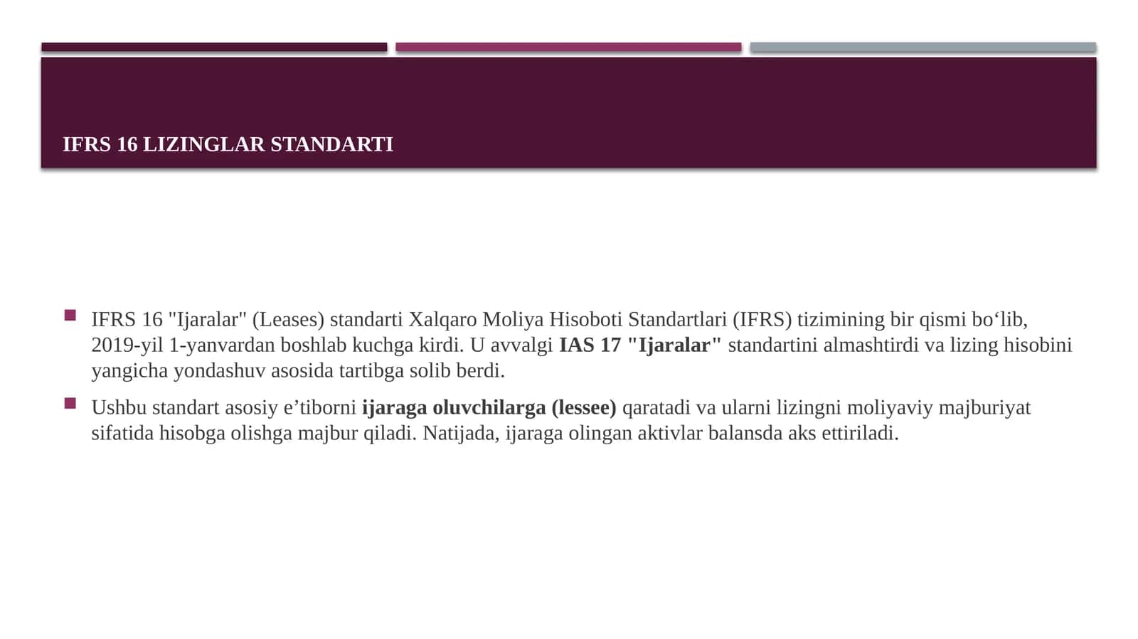 IFRS 16 Lizinglar standarti 1