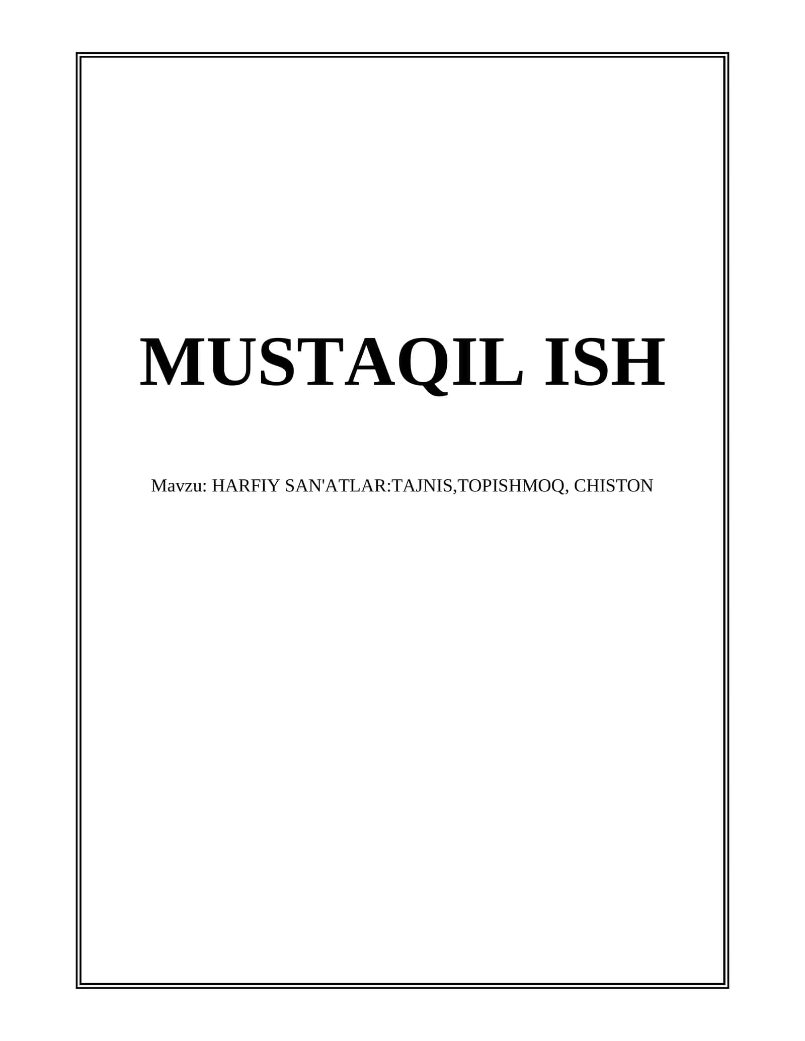 HARFIY SAN'ATLAR:TAJNIS,TOPISHMOQ, CHISTON 1