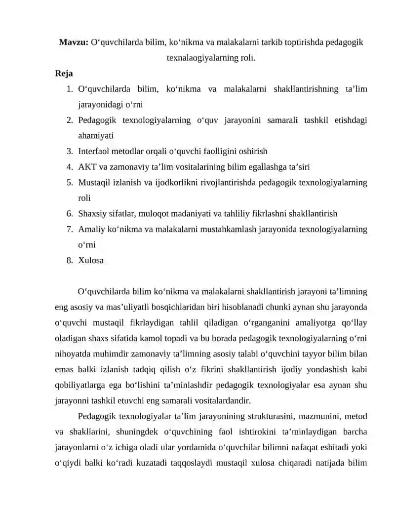 Pedagogik texnologiyalar 1