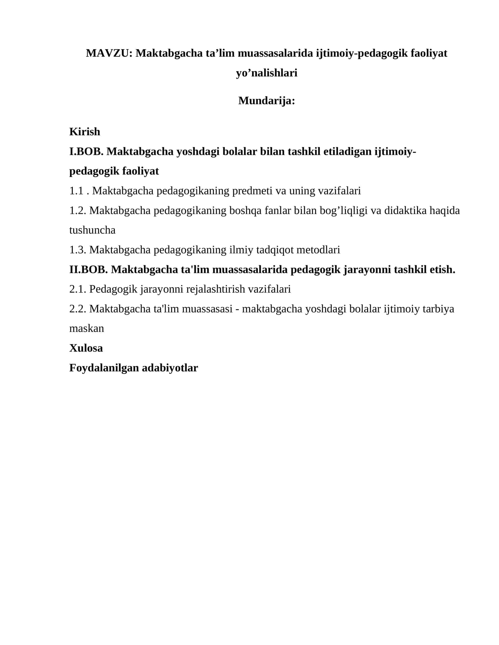 Maktabgacha ta’lim muassasalarida ijtimoiy-pedagogik faoliyat yo’nalishlari 1