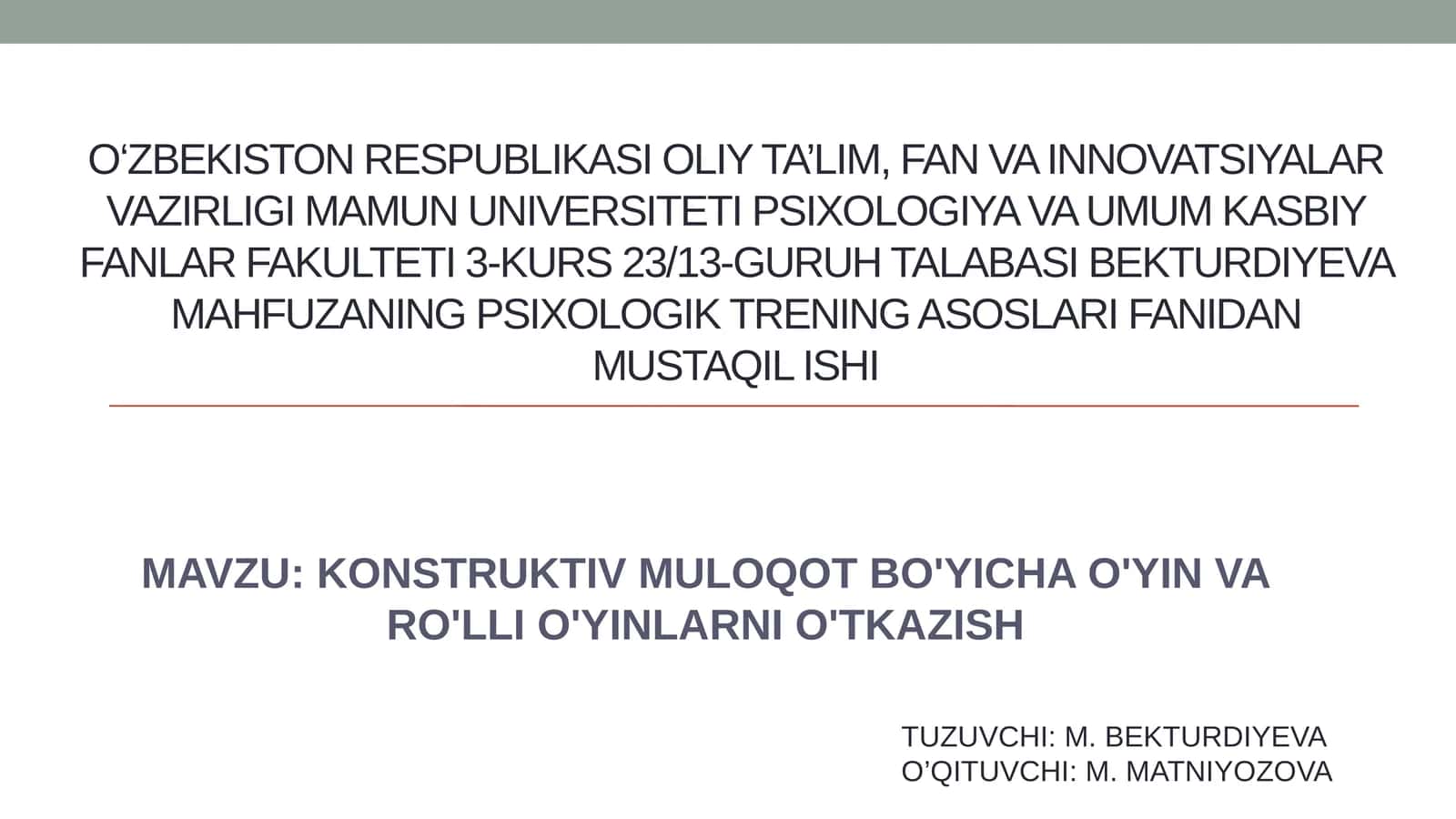 KONSTRUKTIV MULOQOT BO'YICHA O'YIN VA RO'LLI O'YINLARNI O'TKAZISH 1