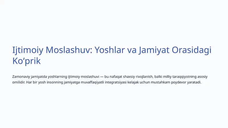 Ijtimoiy Moslashuv 1
