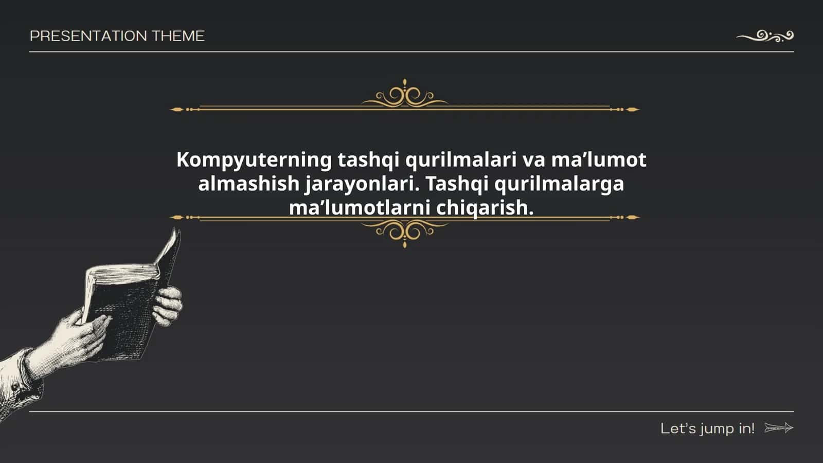 Kompyuterning tashqi qurilmalari va maʼlumot almashish jarayonlari. Tashqi qurilmalarga maʼlumotlarni chiqarish 1