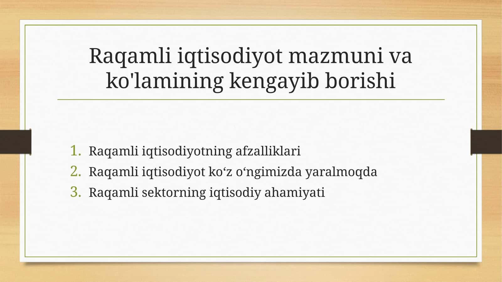 Raqamli iqtisodiyot mazmuni va ko'lamining kengayib borishi 1