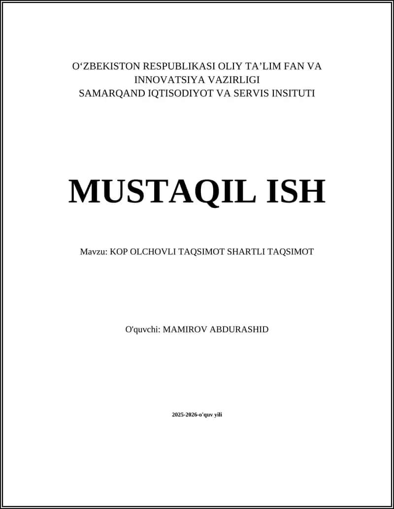 Ko'p o'lchovli taqsimot 1