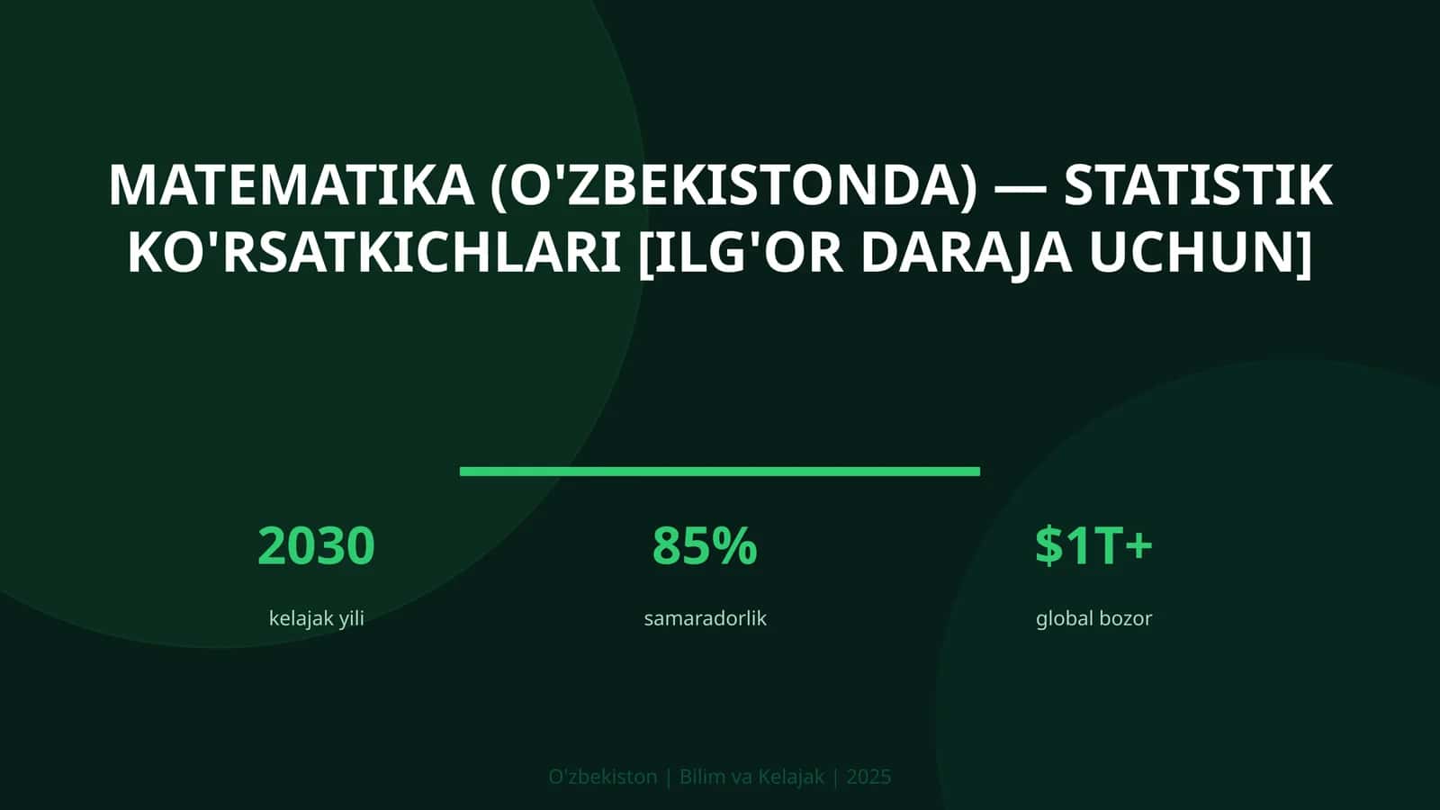 MATEMATIKA (O'ZBEKISTONDA) — STATISTIK KO'RSATKICHLARI [ILG'OR DARAJA UCHUN] 1