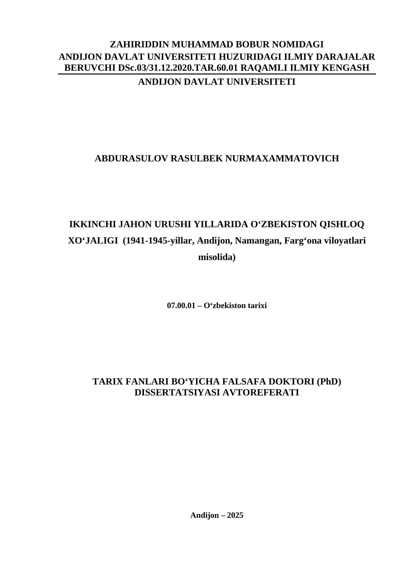IKKINCHI JAHON URUSHI YILLARIDA O‘ZBEKISTON QISHLOQ XO'JALIGI 1