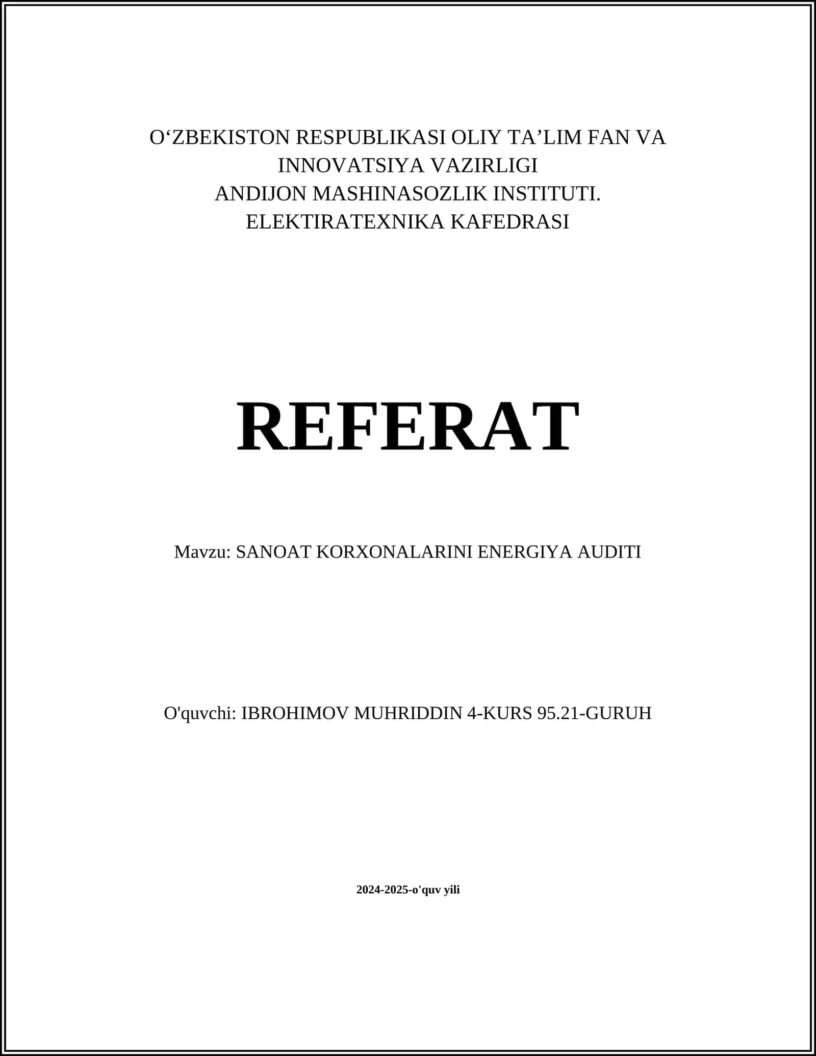 SANOAT KORXONALARINI ENERGIYA AUDITI 1