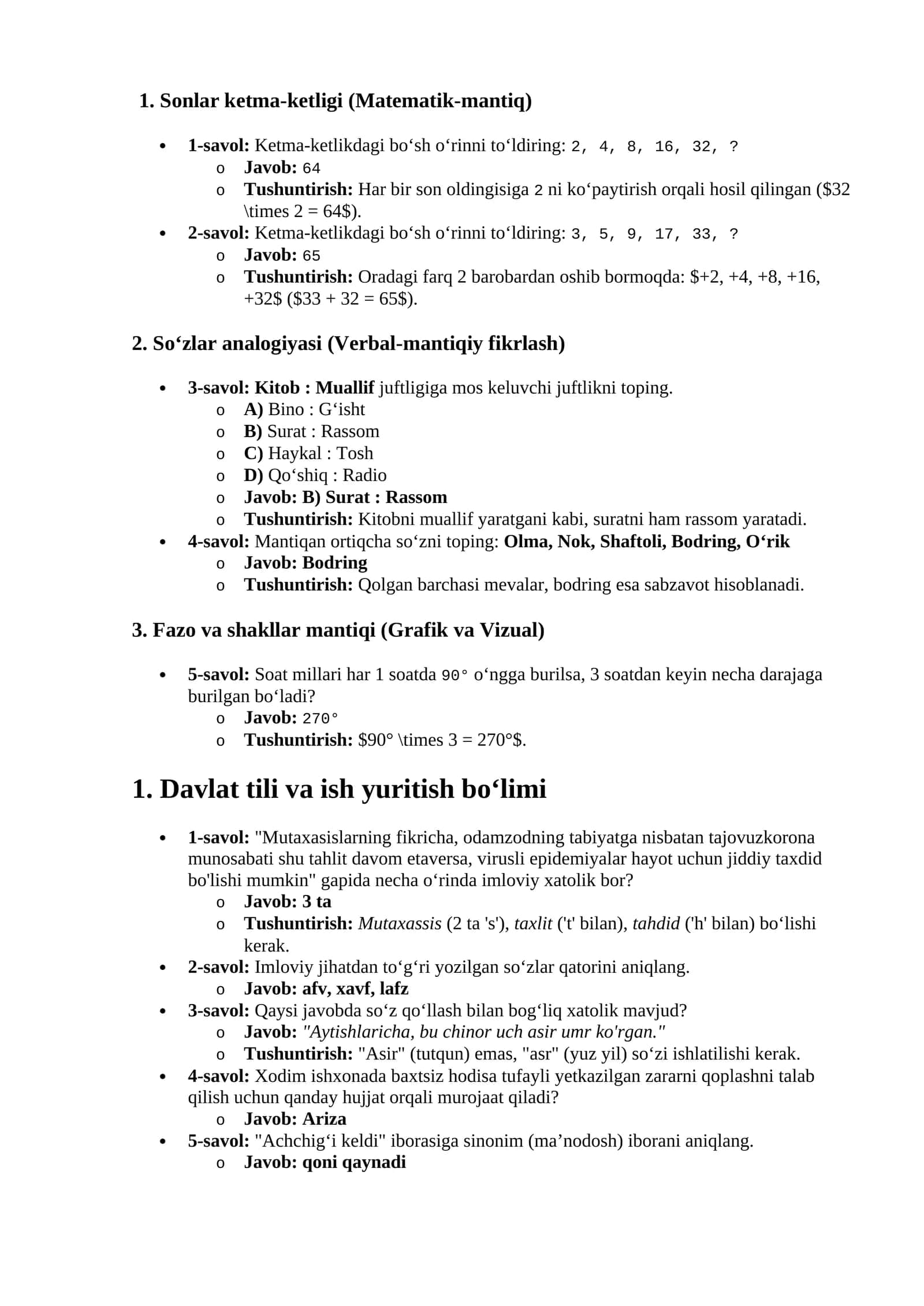 argos IQ test javoblari 1