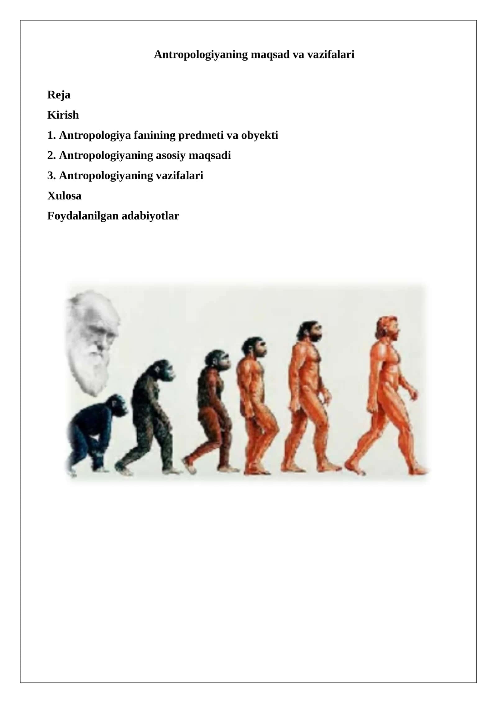 Antropologiyaning maqsad va vazifalari 1