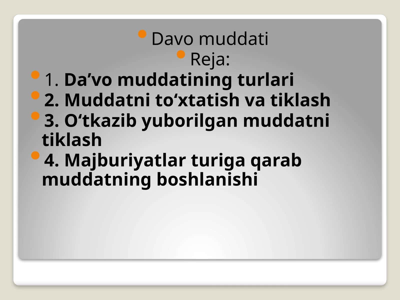 Huquq fanidan mustaqil ish (slayd) 1
