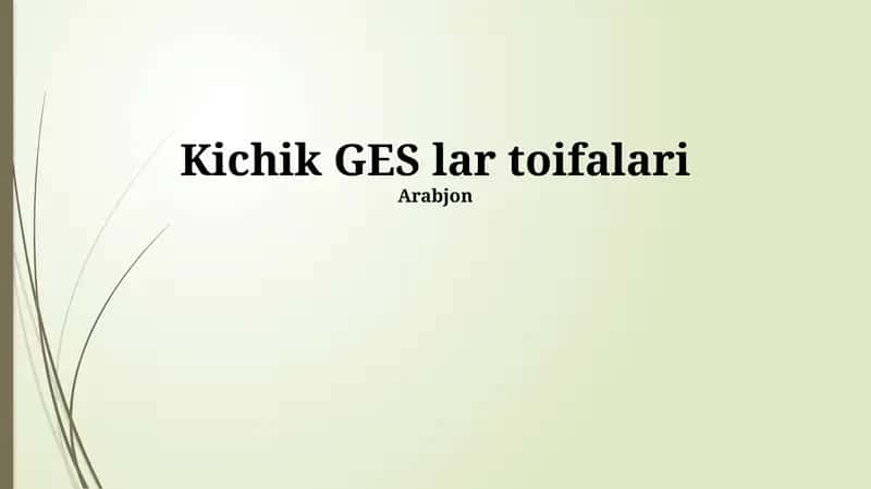 Kichik GES lar toifalari 1