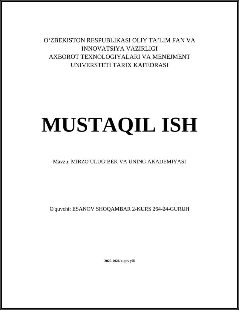 MIRZO ULUGʻBEK VA UNING AKADEMIYASI 1