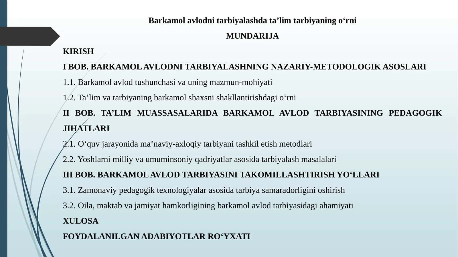 Barkamol avlodni tarbiyalash dataʼlim 1