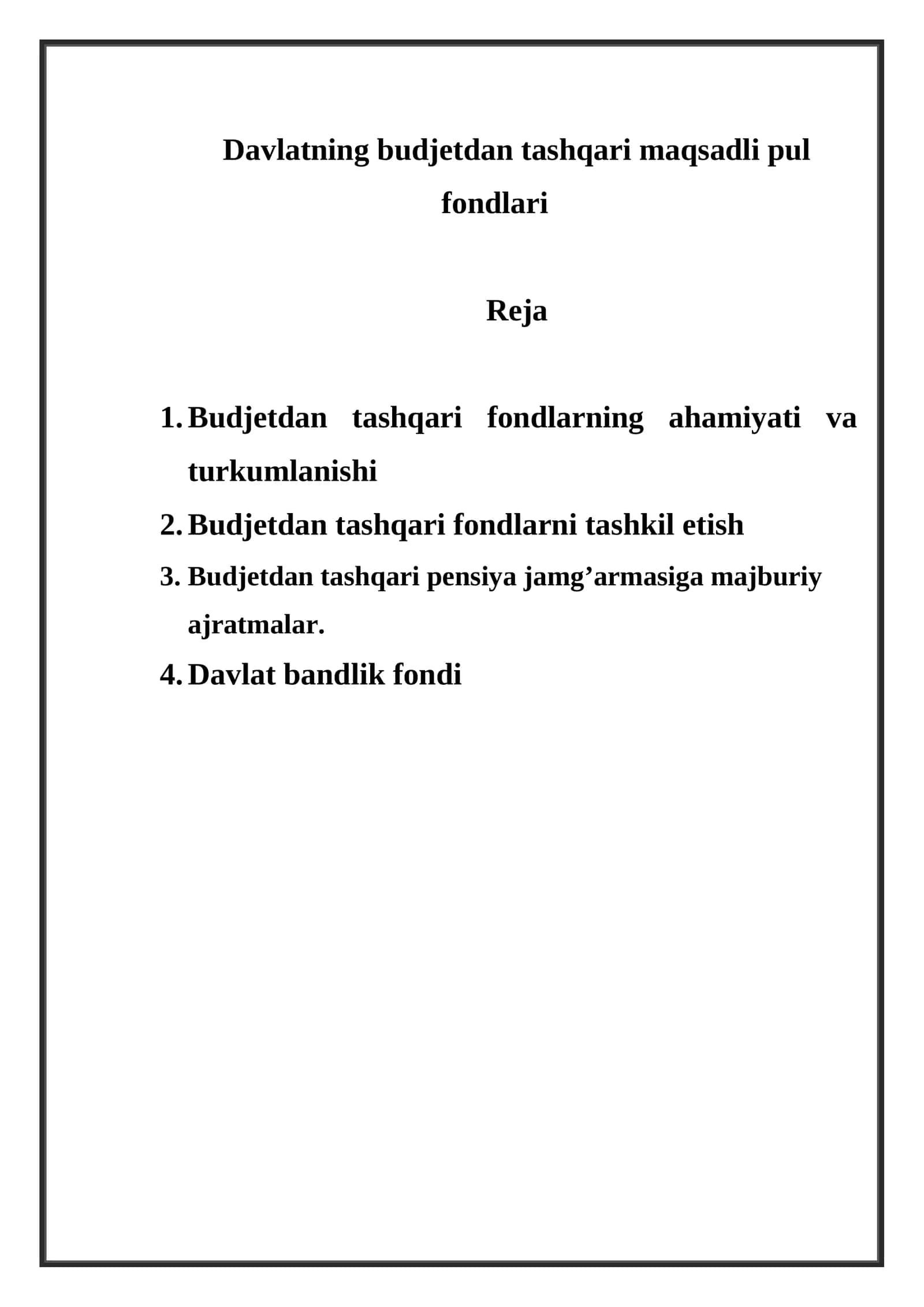 Davlatning budjetdan tashqari maqsadli pul fondlari 1