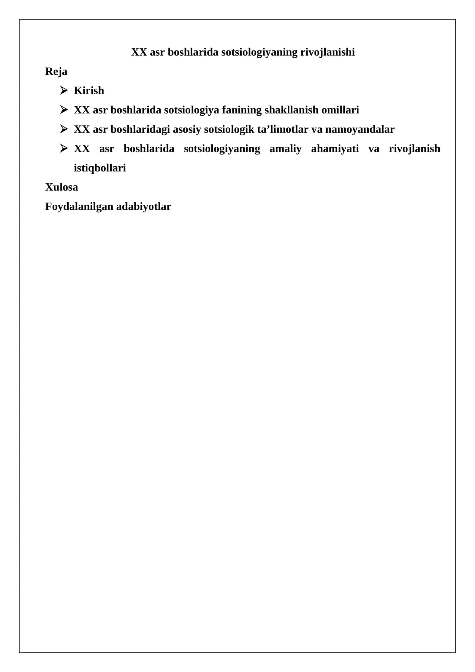 XX asr boshlarida sotsiologiyaning rivojlanishi 1