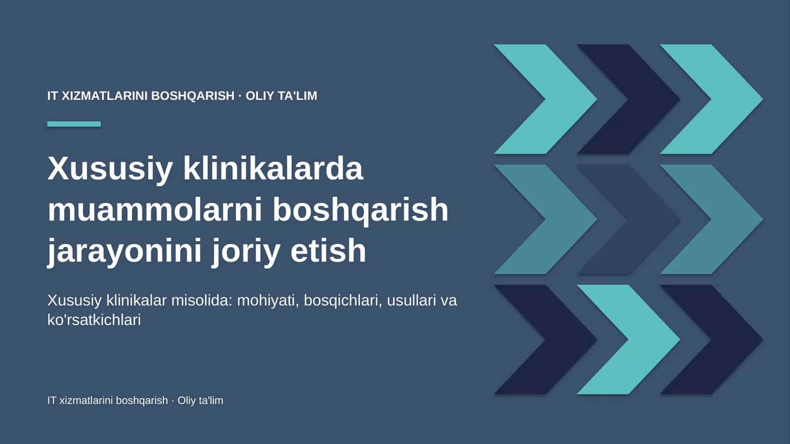 Xususiy klinikalarda muammolarni boshqarish jarayonini joriy etish 1