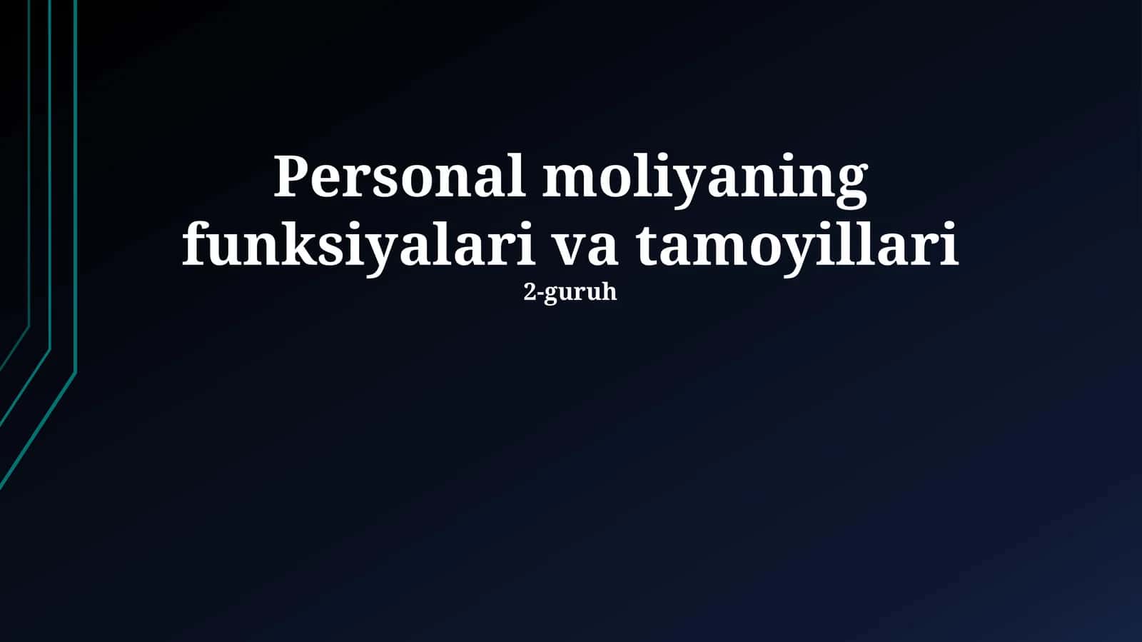Personal moliyaning funksiyalari va tamoyillari 1