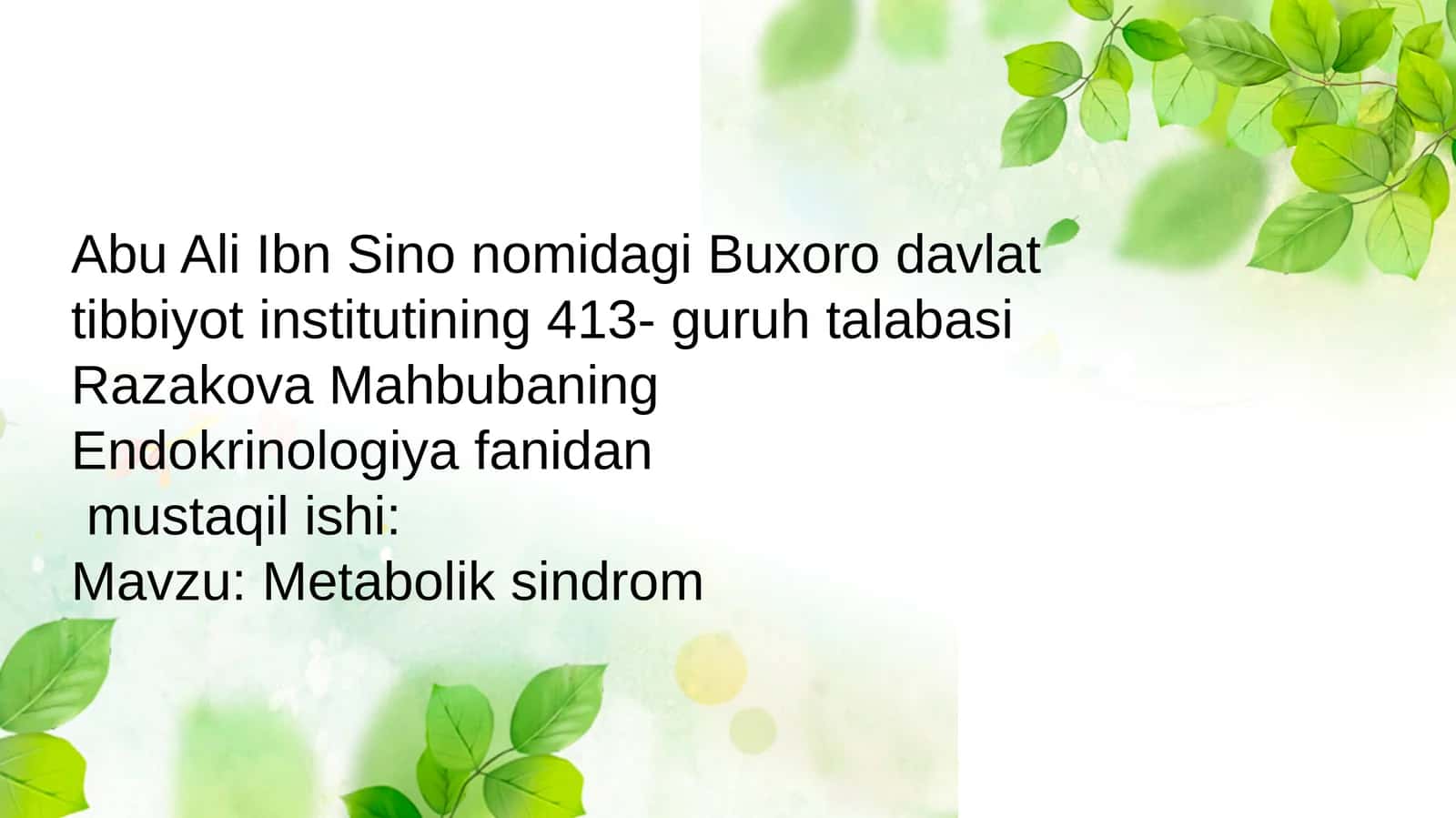 Metabolik sindrom 1