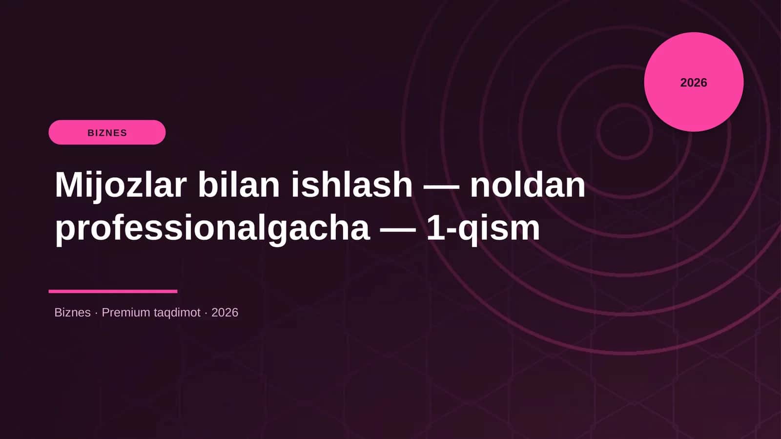 Mijozlar bilan ishlash — noldan professionalgacha — 1-qism 1