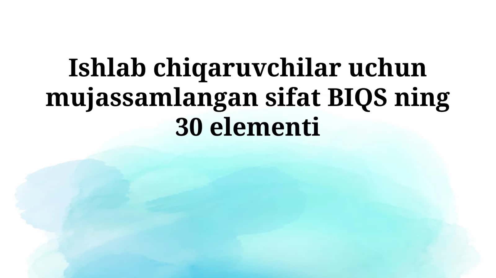 Ishlab chiqaruvchilar uchun mujassamlangan sifat BIQS ning 30 elementi 1