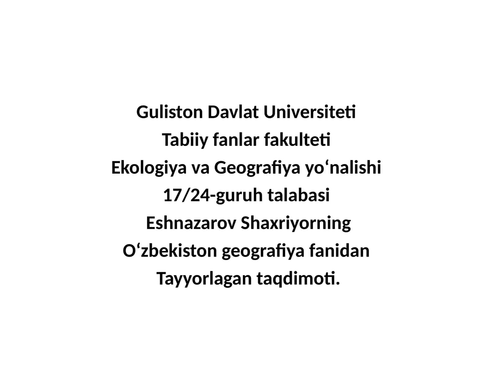 Oʻzbekiston geografiyasi slayd 1