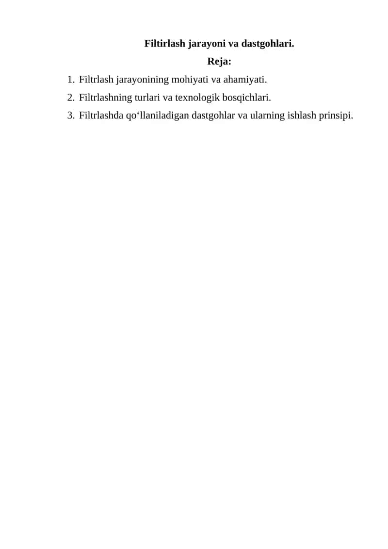 Filtrlash jarayoni va dastgohlari 1