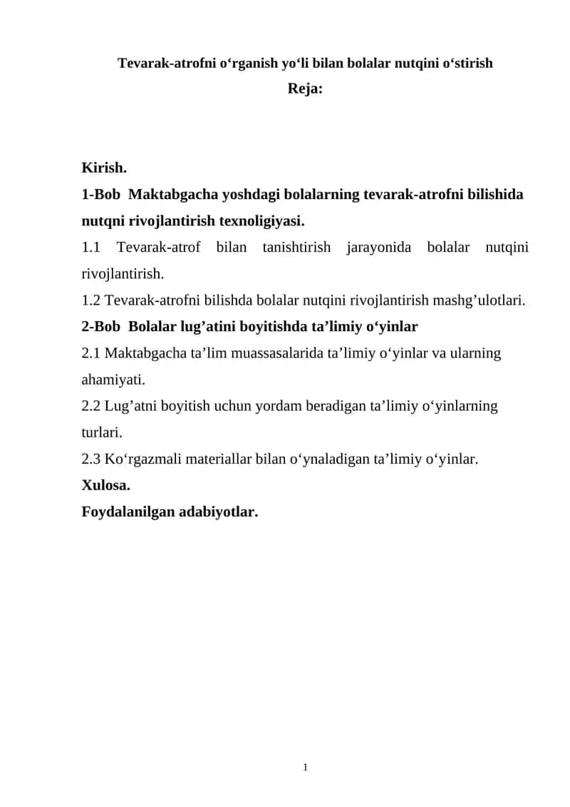 Tevarak-atrofni oʻrganish yoʻli bilan bolalar nutqini oʻstirish 1