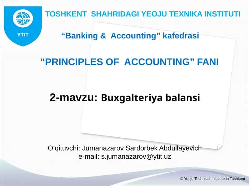 2-mavzu:Buxgalteriyabalansi 1