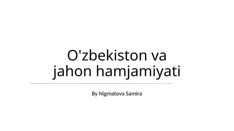 O'zbekiston va jahon hamjamiyati 1